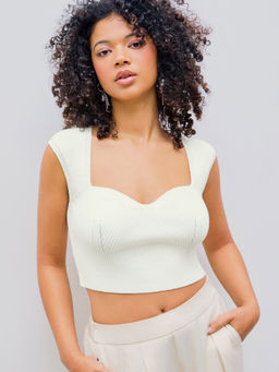 Cider - Sweetheart Solid Knitted Crop Top
