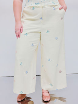 Cider - Mid Rise Bowknot Pocket Wide Leg Trousers Curve & Plus