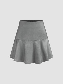 Cider - Mid Rise Ruffle Hem Zipper Mini Skirt