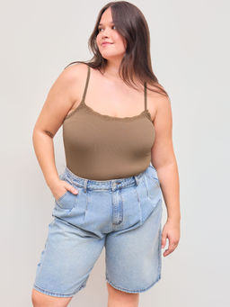 Cider - U-Neck Solid Lace Bodysuit Curve & Plus