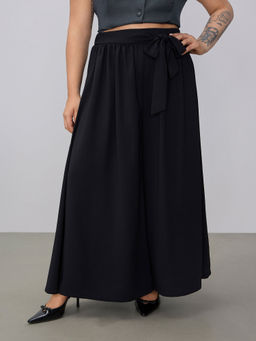 Cider - High Rise Bowknot Wide Leg Trousers Curve & Plus