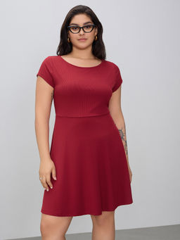 Cider - Solid Ruffle Mini Dress Curve & Plus