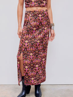 Cider - Mid Rise Aztec Split Maxi Skirt