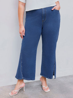 Cider - Denim Middle Waist Solid Flared Jeans Curve & Plus