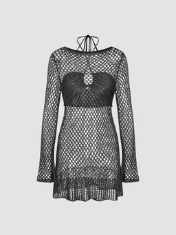 Cider - Knitted Halter See-Through Mini Dress