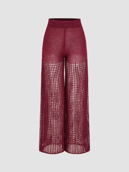 Cider - Mid Rise Solid Knitted Straight Leg Trousers