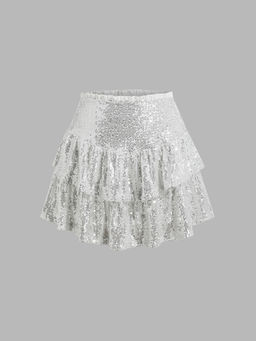 Cider - Sequin High Rise Layered Mini Skirt