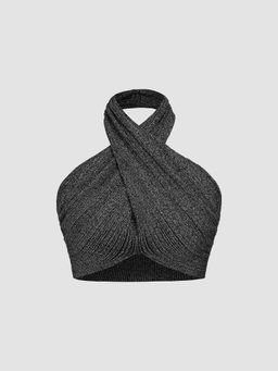 Cider - Cross Halter Knitted Crop Top