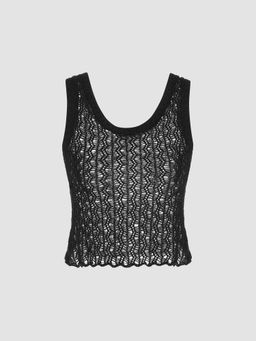 Cider - Knitted Hollow Out Crop Tank Top
