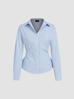 Cider - Collar Striped Long Sleeve Shirt