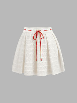 Cider - Mid Rise Contrasting Binding Bowknot Mini Skirt