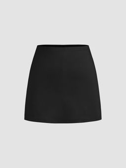 Cider - Mid Rise Split Solid Mini Skirt