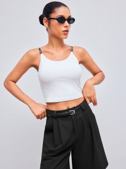 Cider - U-Neckline Solid Belted Cami Top