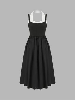 Cider - Halter Two Tone Solid Maxi Dress