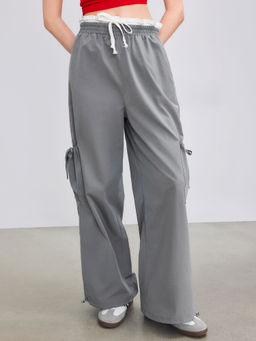 Cider - High Rise Lettuce Trim Wide Leg Cargo Pants