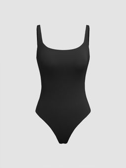 Cider - Second Skin Double Layered U-Neckline Solid Bodysuit