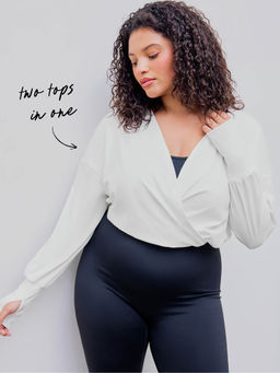 Cider - Airy V-Neck Solid Wrap Top Curve & Plus