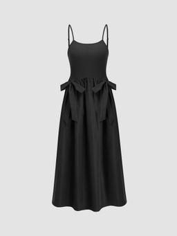 Cider - Jersey Collarless Bowknot Cami Maxi Dress