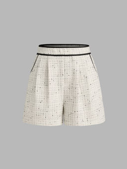 Cider - Tweed Mid Rise Contrasting Binding Pocket Shorts