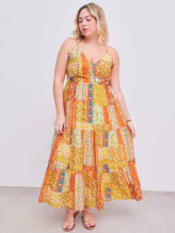 Cider - Woven V-Neck Halter Aztec Maxi Dress Curve & Plus