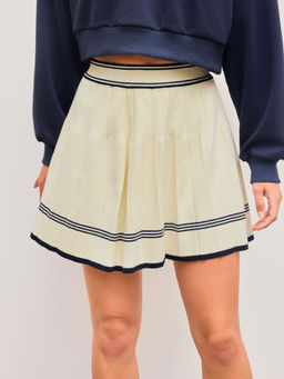 Cider - Knit Mid Rise Contrasting Binding Mini Skirt