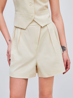 Cider - Linen-Blend Mid Rise Solid Shorts