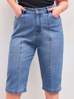 Cider - Denim Mid Rise Solid Shorts Curve & Plus