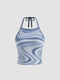 Cider - Halter Abstract Knitted Crop Top