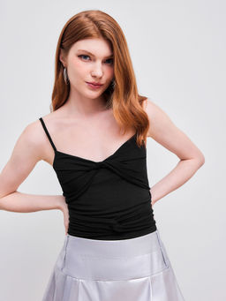 Cider - Mesh V-Neck Solid Twist Bodysuit