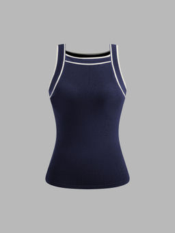 Cider - Knit Boat Neck Solid Contrasting Binding Tank Top