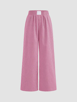 Cider - Woven High Rise Striped Wide Leg Trousers