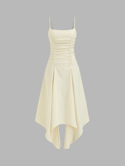 Cider - Scoop Neckline Floral Ruffle Cami Midi Dress