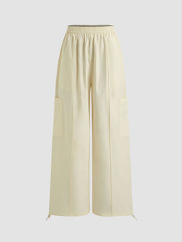 Cider - Woven Mid Rise Solid Wide Leg Trousers
