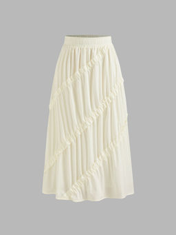 Cider - Mid Rise Solid Tiered Ruffle Maxi Skirt