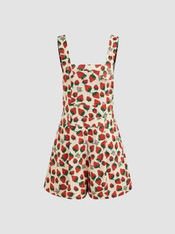 Cider - Corduroy Square Neck Strawberry Graphic Romper