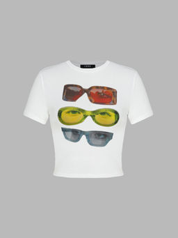 Cider - Round Neckline Glasses Graphic Short Sleeve Tee
