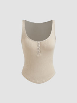Cider - Scoop Neckline Solid Tank Top