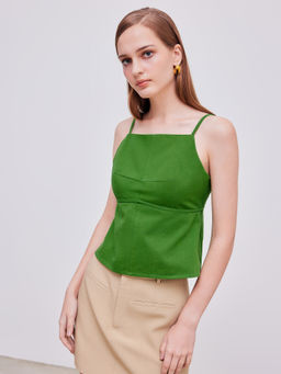 Cider - Square Neck Solid Backless Crop Cami Top
