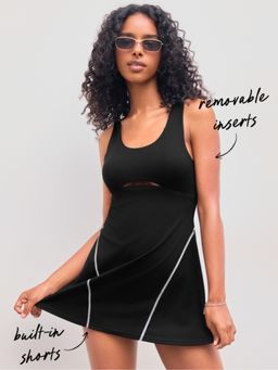 Cider - Airy V-Neck Solid Cut Out Mini Dress