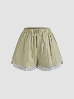 Cider - Mid Rise Striped Patched Shorts