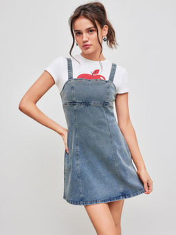 Cider - Stretch Denim Solid Cami Mini Dress