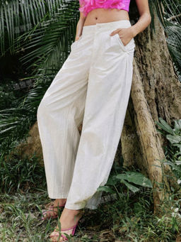 Cider - Cotton-Blend Mid Rise Solid Pocket Barrel-Leg Trousers