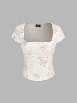 Cider - Cotton Square Neck Floral Top