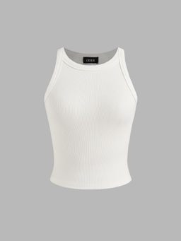 Cider - Cotton-Blend Round Neckline Solid Tank Top