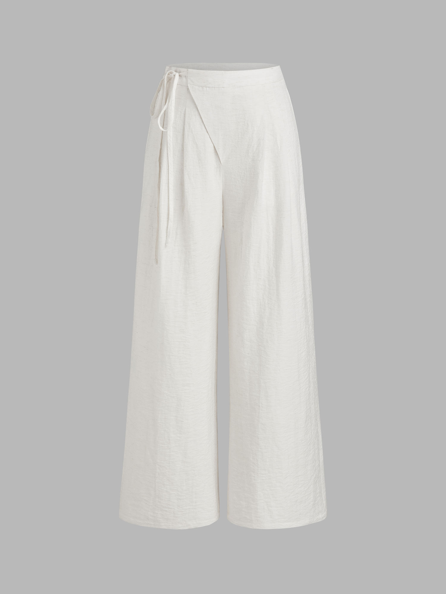 cider Linen-Blend Mid Rise Solid Knotted Pocket Wide Leg Trousers-picture-33