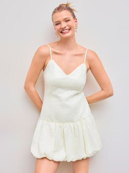 Cider - Sequin V-Neck Solid Bubble Hem Mini Dress