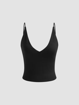 Cider - V-Neck Solid Crop Cami Top