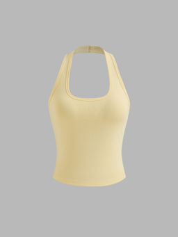 Cider - Cotton-Blend Halter Neckline Solid Top