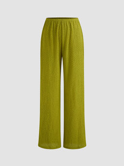 Cider - Mid Rise Solid Texture Straight Leg Trousers