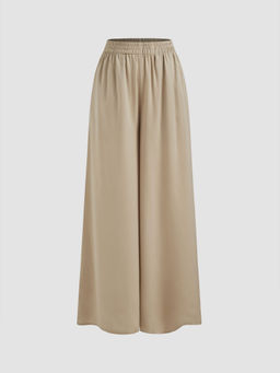 Cider - Mid Rise Solid Pocket Wide Leg Trousers